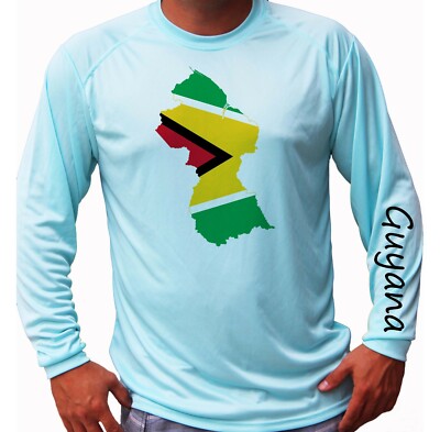 Guyana Flag Map Fishing Boat Long Sleeve UPF 30 T-Shirt UV Protection