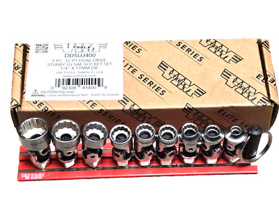 Vim Tools 1/4'' / 11mm Dual Drive SAE 12pt Flex / Universal Socket Set #DDSUJ400