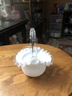 Fenton 7.5" Silver Crest Basket Bamboo Handle
