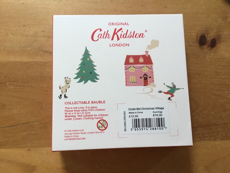 Cath Kidston Christmas Village Duck Egg Glass Collectable Bauble 2019