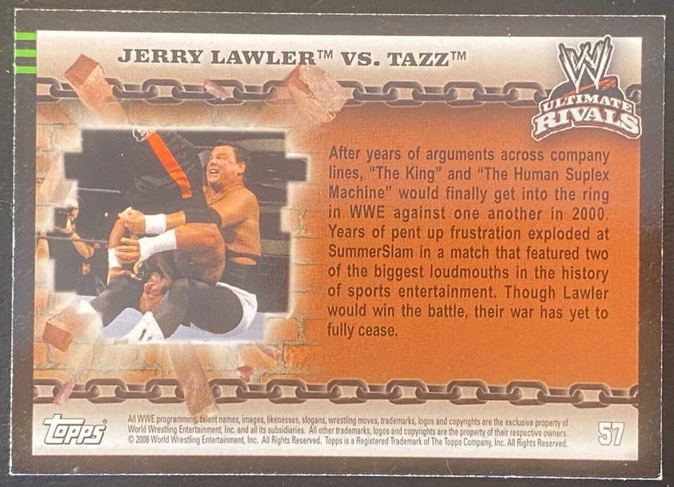 Jerry Lawler vs Tazz 2008 Topps WWE Ultimate Rivals #57 - Image 2 of 2