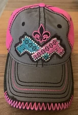 Boot Barn Pink Gray Distressed Women’s Baseball Cap Hat Embroidered