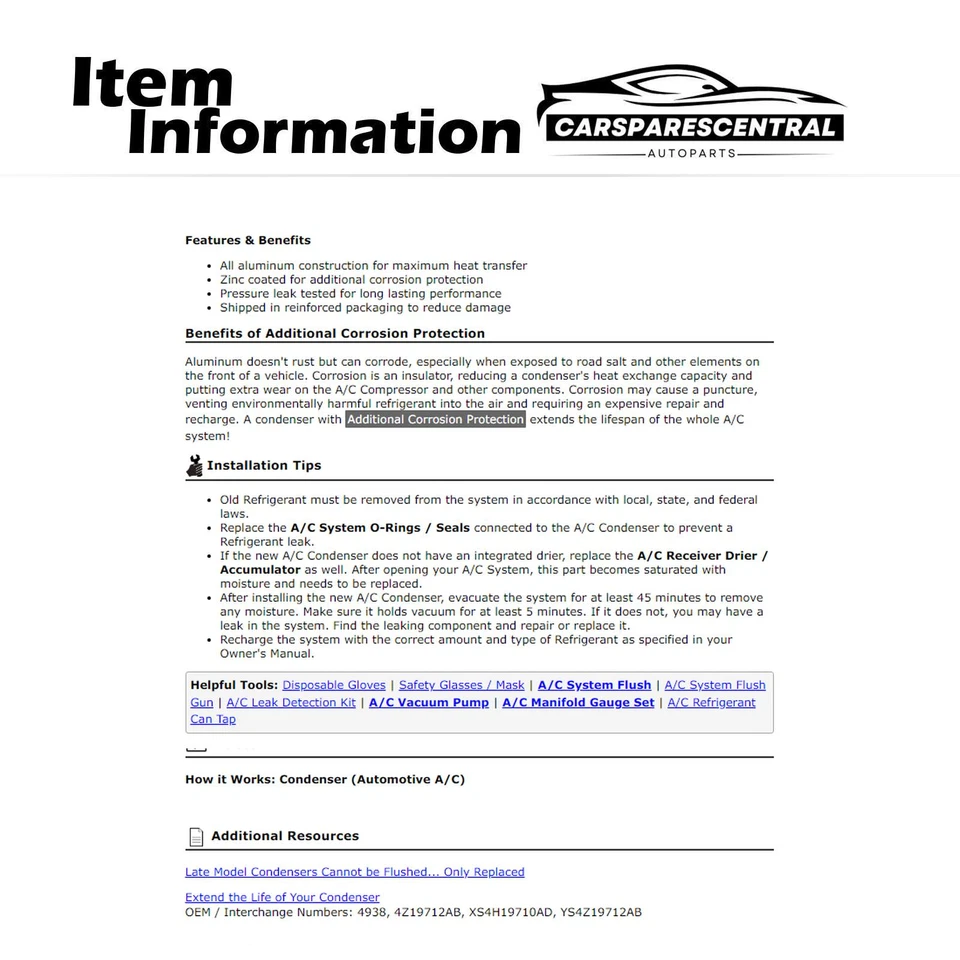 Condensador de aire acondicionado 2,0 L para Ford Focus 2003-2005 2,3 L 2000-2005 Foto 3 de 4