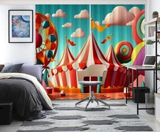 3D Amusement Park ZHUA4261 Photo Curtain Window Blockout Fabric Amy 2023