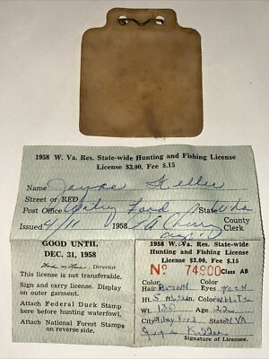 Permis De Pêche Vintage 1946 - Ohio, Hameçon Et Ligne - Article De Collection Intact
