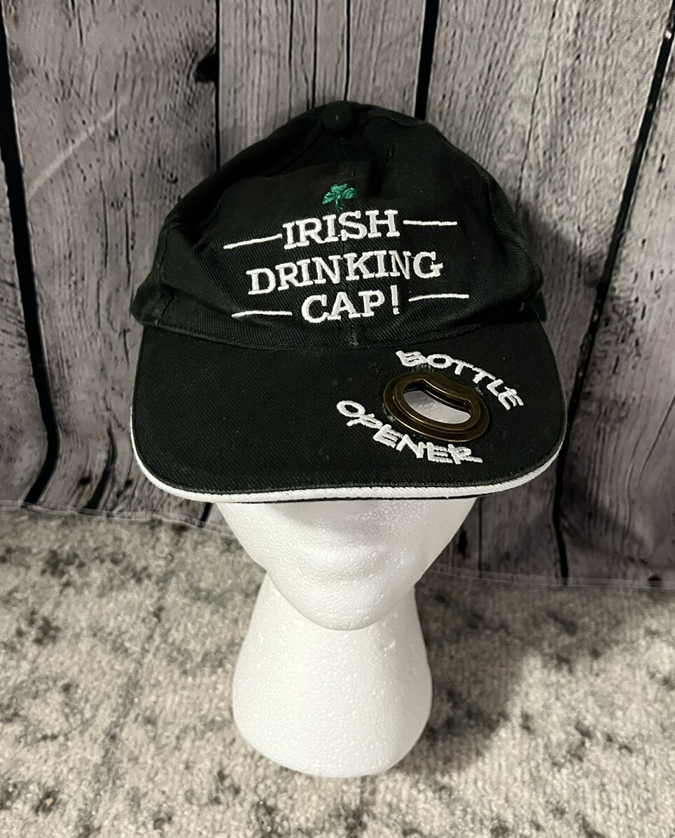 Irish Drinking Green Baseball Cap Hat with Bottle Opener Irish Luck Motif  Clover