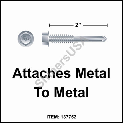 (2000) Self Drilling Zinc Siding Screw 12-24x2 TEK 5  Hex Washer Head 137752