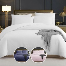 100% Waffle Duvet Cover Quilt Cotton Bed Set Single Double King Size Duvet Set