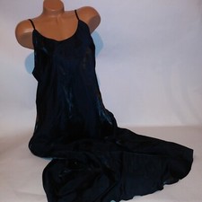Victoria Secret Lingerie Chemise Slip Long Gown XL Black Solid Shimmer 52" Long