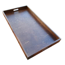 Extra Large Wooden Serving Tray 75 cm Long, Painted in Brown Color