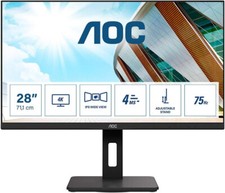 AOC U28P2A - 28 Inch 4K Monitor, 60Hz, 4ms, IPS, USB Hub, height Adjust, Flicker