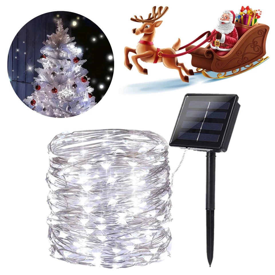 Christmas Solar Fairy Lights String Outdoor Garden Decorations Waterproof Lights - Image 3 of 4