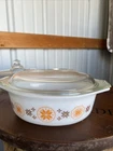 PYREX Vintage Glass Oval Casserole TOWN & COUNTRY 2½ qt with Clear Lid MCM