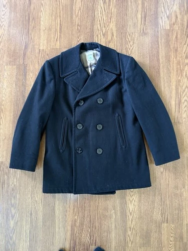 Genuine U.S. Navy Peacoat Size 42S Black Wool video thumbnail