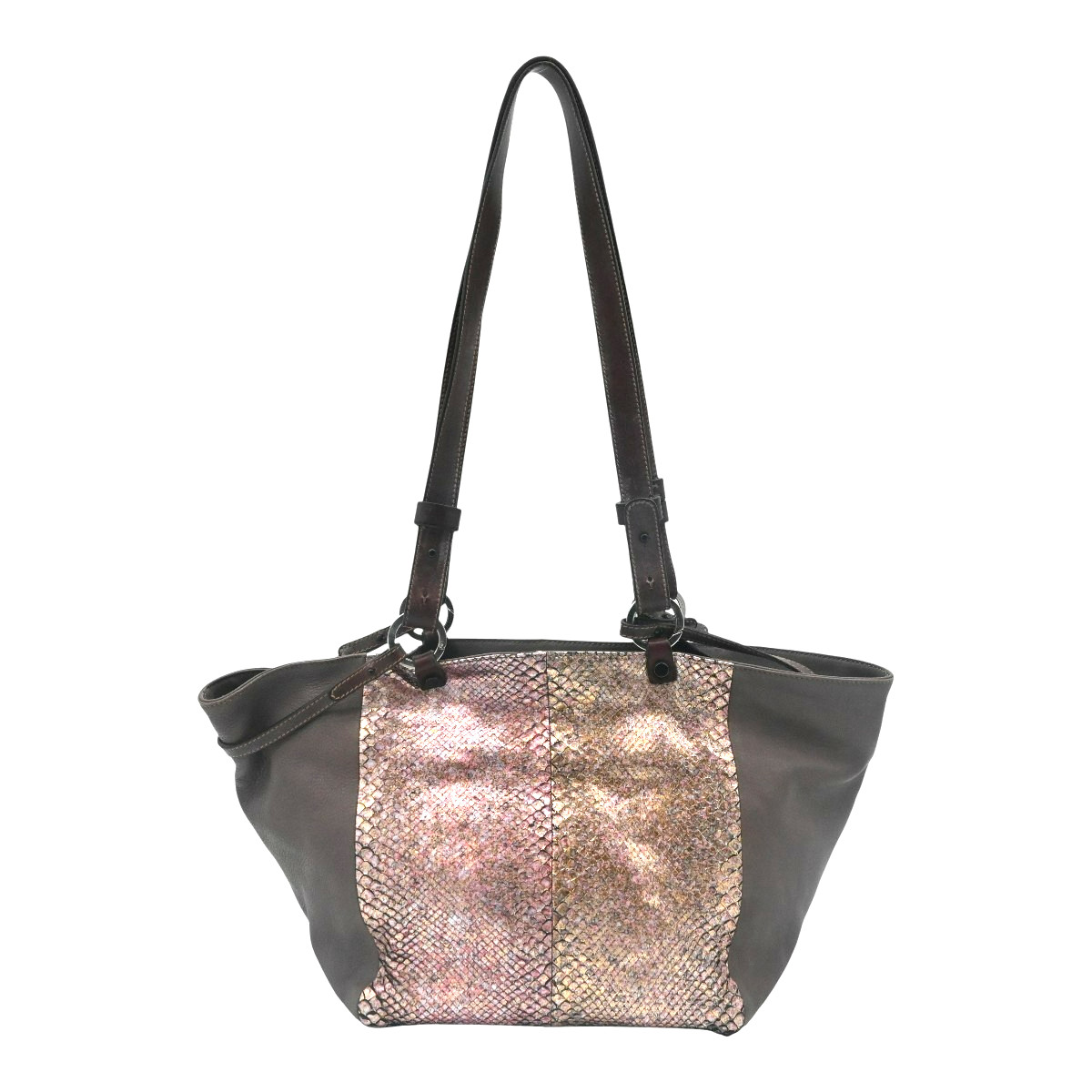 Pauric Sweeney Brown Metallic Python Leather Shou… - image 1