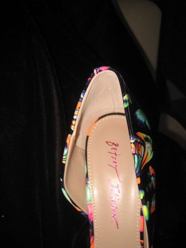 Betsy Johnson Nobble 黑色多色黄油尖头高跟鞋漆鞋 8.5 — 第 4/4 张图片