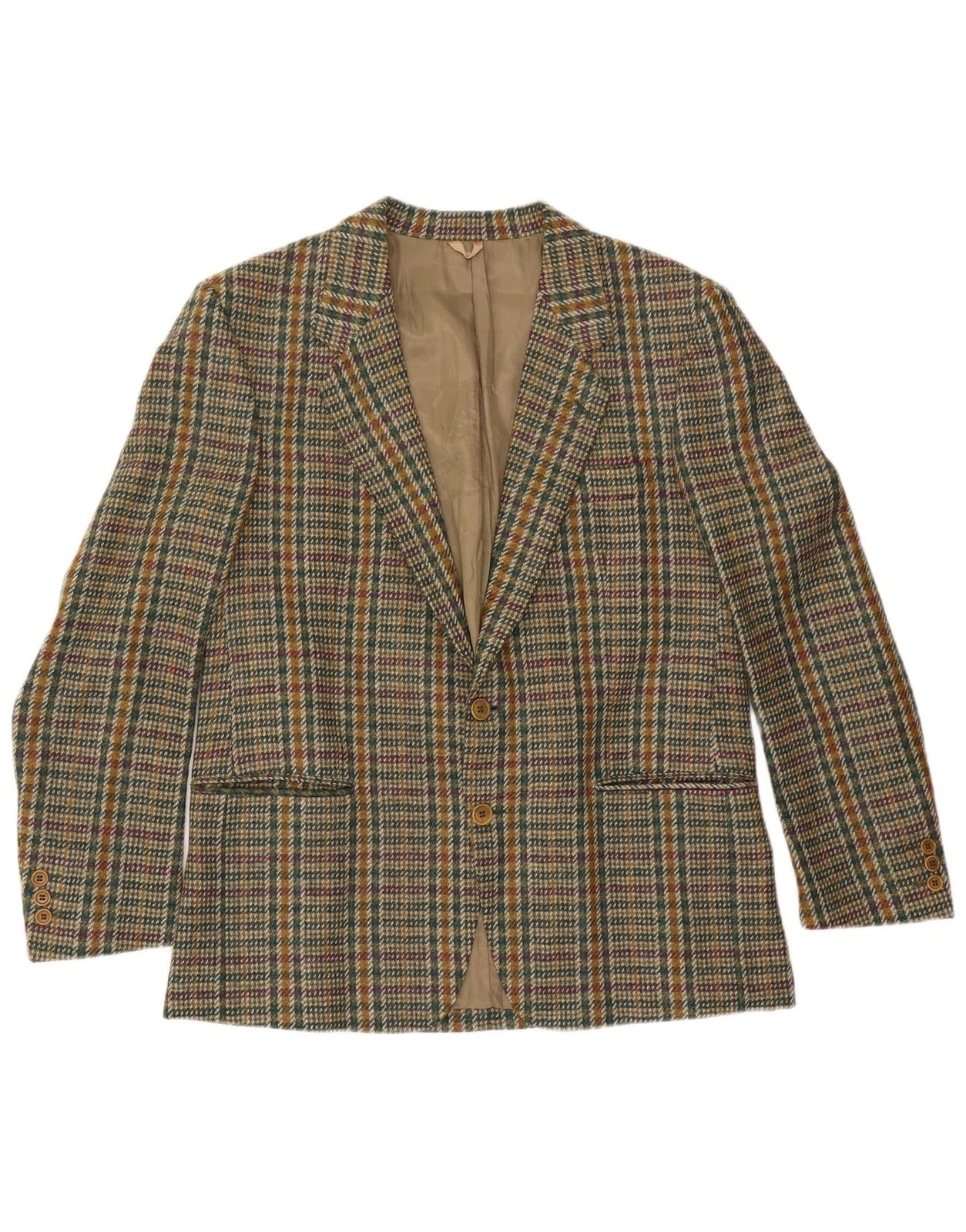 Tiglio Mens 2 Button Blazer Jacket IT 50 Large Green Check ZW10