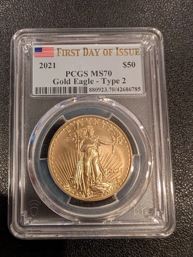 2021 $50 American Gold Eagle (Type 2) 1 oz PCGS MS70 - First Day Issue