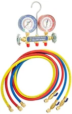 Yellow Jacket 42201 Series 41 Brass Manifold with 3-18 inch gauges, Large