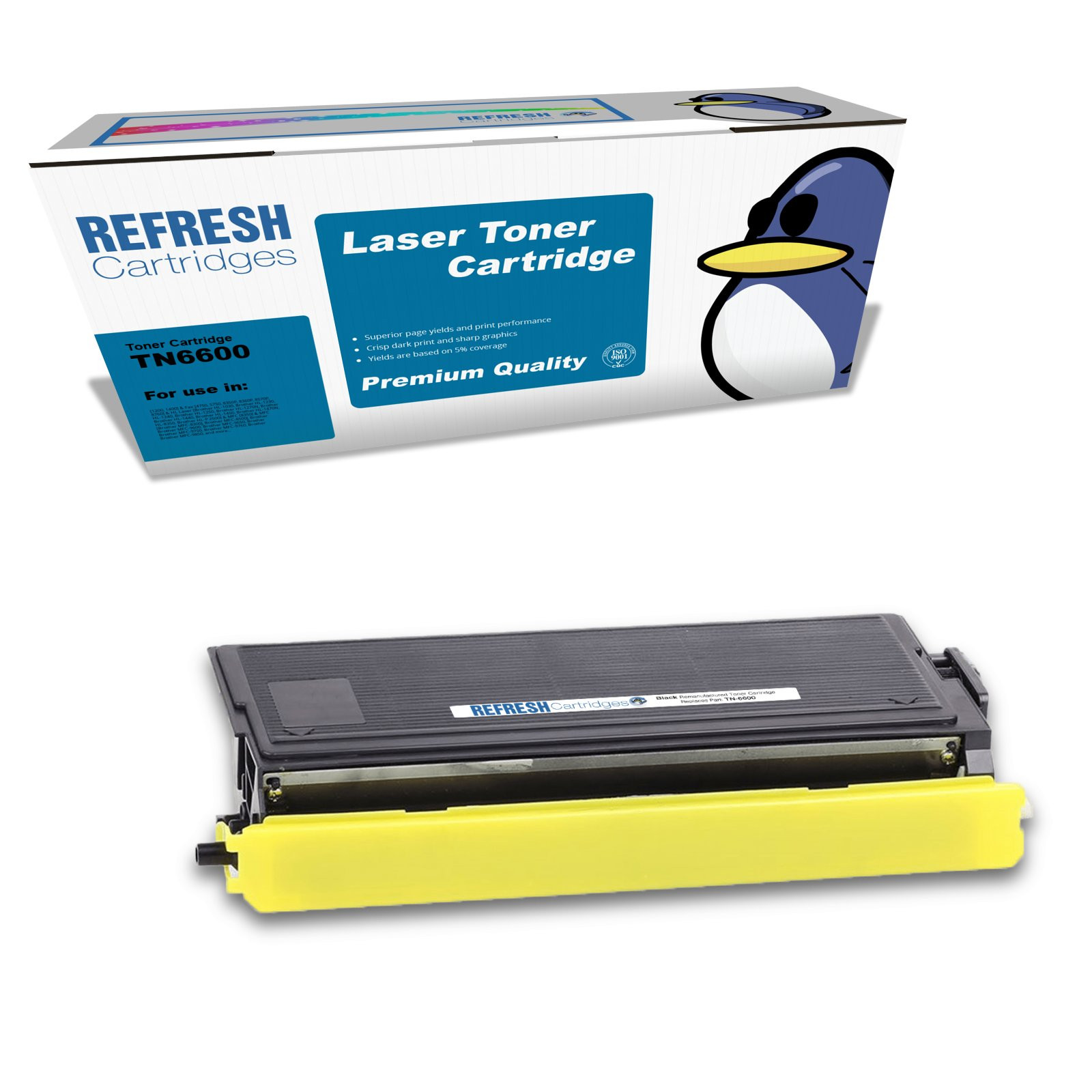 Refresh Cartridges Black TN6600 Toner Compatible With Brother Printers