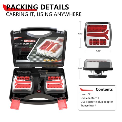 Wireless Trailer Lights for Towing Rechargeable LED Tail Light Kit for Caravans - Picture 2 of 8