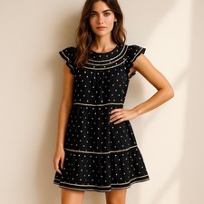 Ulla Johnson Kaede Dress In Black And Cream Size 8 