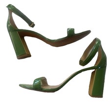 Tory Burch Thick Heel 8.5M Ankle Strap Green Leather Shoes Gorgeous!