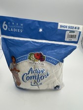 Vintage 1999 Fruit of the Loom Ladies' Active Comfort Crew Socks 4-9 NEW 6pk