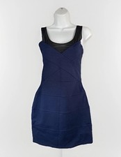 Express Navy Blue Bodycon Bandage Dress Women’s XS Black Mesh Panel NWT Y2K