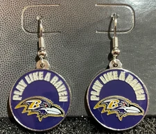 Baltimore Ravens Logo Play Like a Raven J Hook Earrings  NEW