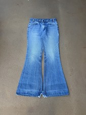 Vintage 80 s Levi s 684 Orange Tab Bellbottom Distressed Denim Jeans Size 32x33