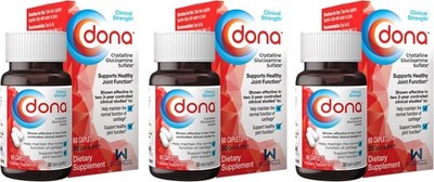 Dona Crystalline Glucosamine Sulfate, 750 Mg, Joint 60 Count (Pack of 3) 