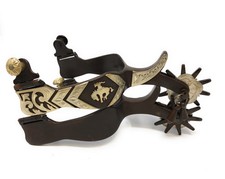 AJ Tack Men's Antique Brown Bucking Bronc Engraved Spurs