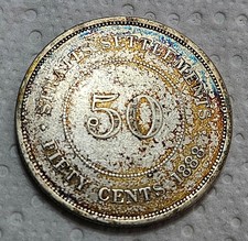 STRAITS SETTLEMENTS Victoria 50 Cents 1888