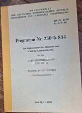 NVA Programm Nr 250/5/834 Stellvertreters des Ministers der Landstreitkr&auml;fte