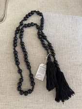 70  Black Wood Bead Garland Tassel Indonesia Farmhouse Boho Decor