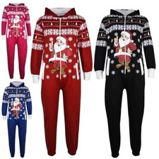 Kids Girls Boys Novelty Christmas Santa Fleece A2Z Onesie One Piece Jumpsuit