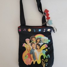 High School Musical Mini Crossbody Bag Black Canvas Zipper Pouch With Charms Key