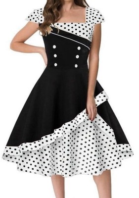 Rockabilly Damen Kleid mit Polka-Dot-Muster Gr. XL 