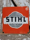 VINTAGE STIHL PORCELAIN SIGN OLD CHAIN SAW POWER TOOL LUMBER JACK TREE CUTTER