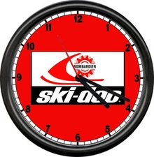 Ski-Doo Dealer Performance Retro Snowmobile Racing Machine Red Sign Wall Clock