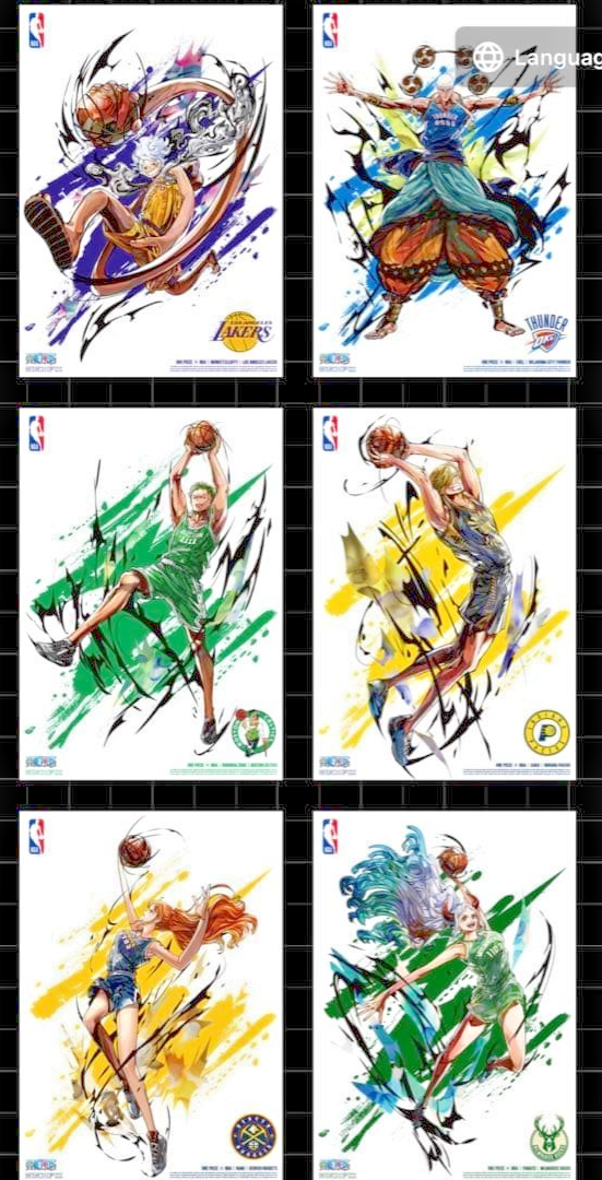 ONE PIECE x NBA B4 Size Mini Poster Set 10 Sheets Limited Japan