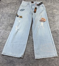 NWT Von Dutch Wide Leg Flare Jeans Women  s 29 Patch Logo Embroidered Y2K Skater