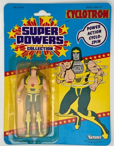 1985 Kenner Super Powers CYCLOTRON Figure MIP 33 Back Card -See Pics