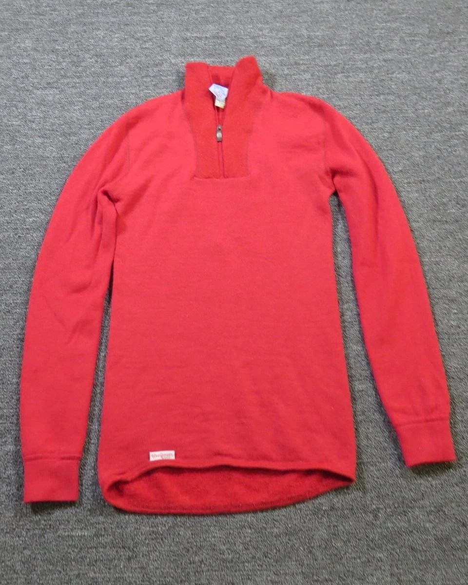 Woolpower Long Johns Mens Small Red Ullfrotté 1/4 Zip Thermal Base Layer