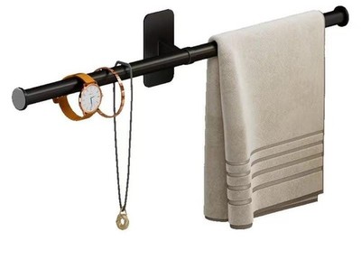 Mattschwarzer Handtuchhalter zur Wandmontage 60 cm | Edelstahl Hängestange