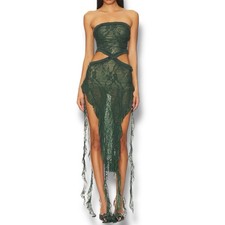 Jaded London Gaia Scrunch Lace Dress Strapless In Green Sz 6 Whimsigoth Fairy