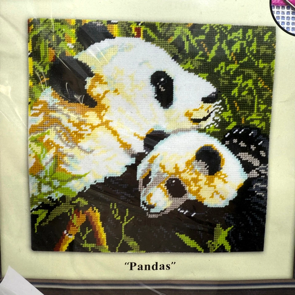 Pandas and Bamboo Needlepoint Kit 10x10 Design Works Made in USA Embroidery - Image 2 of 4