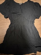 Knox Rose Midi Dress Womens XL Black Tiered Ruffle Hem Flutter Sleeve A-Line NEW