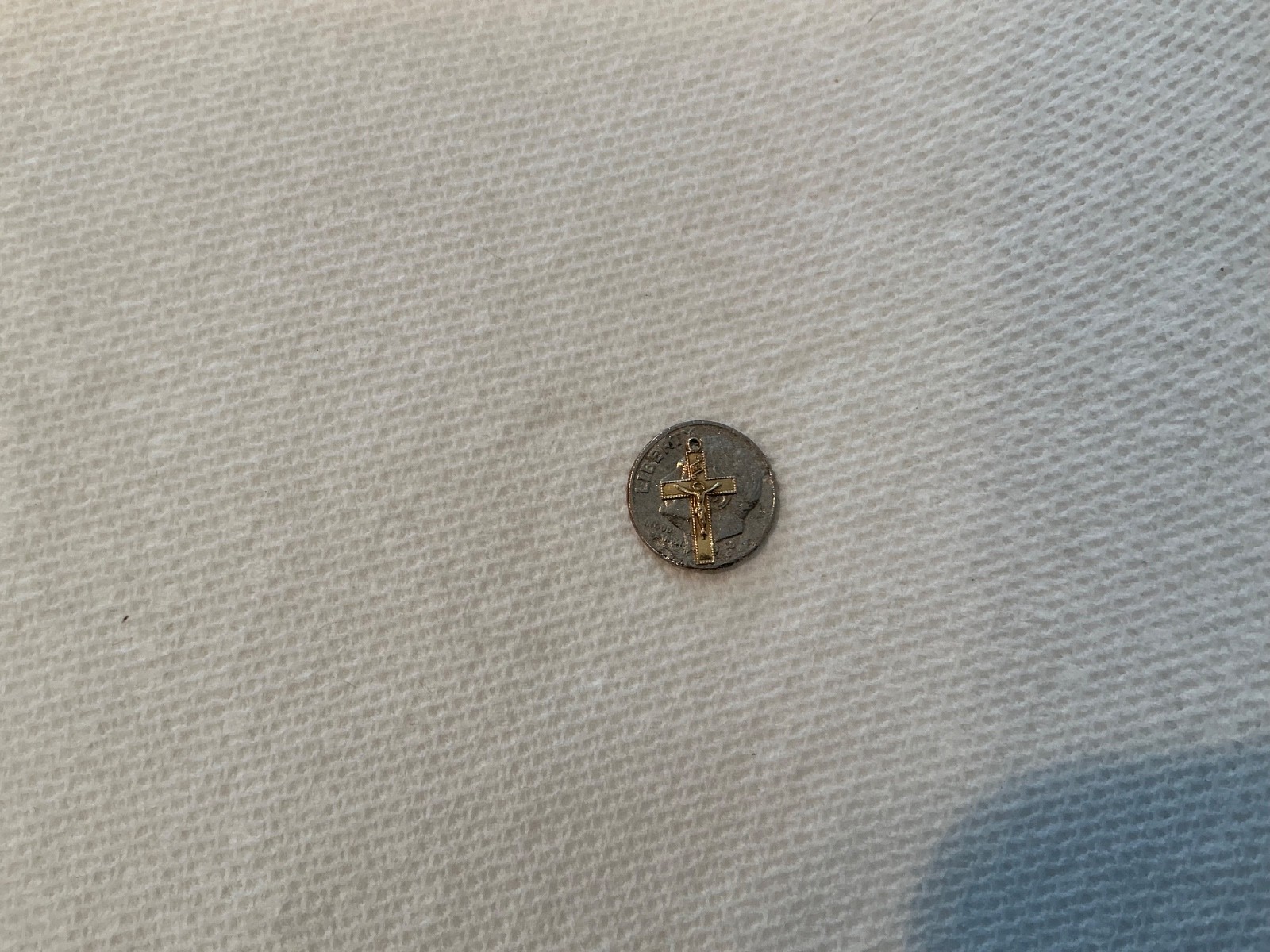 14K Solid Yellow Gold Tiny Thin Cross Charm- No B… - image 9